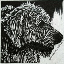"Reggie", block print, gale everett studio, 2011