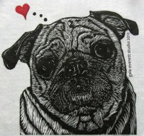 I Pug You, 2012 block print, gale everett studio