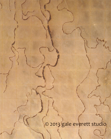 Mixed Media: kozo paper, burned, stitched, waxed. Gale Everett 2013