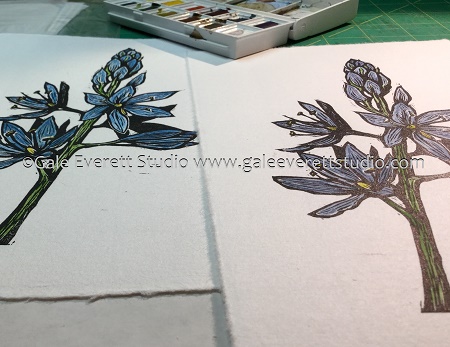 Hand colored block print